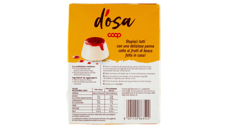 Preparato Per Panna Cotta Ai Frutti Di Bosco 107 G