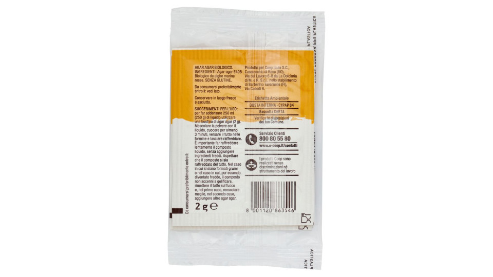 Agar Agar Gelificante Vegetale Biologico 3 X 2 G