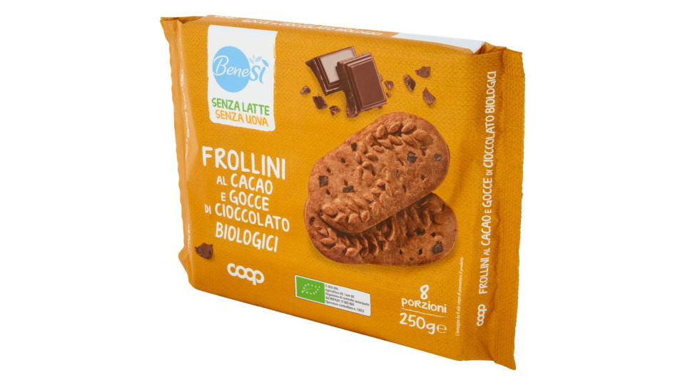 Senza Latte Senza Uova Frollini Al Cacao E Gocce Di Cioccolato Biologici 8 X 31,25 G