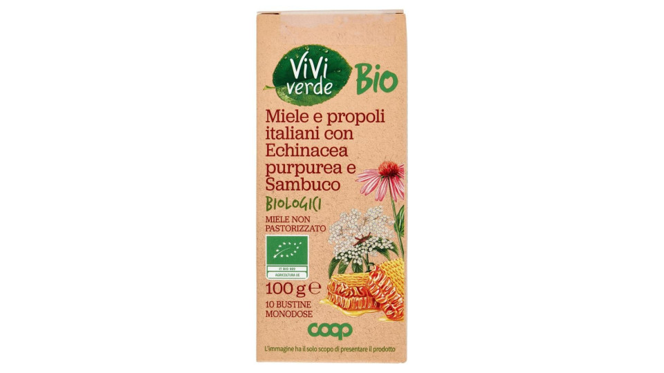 Miele E Propoli Italiani Con Echinacea Purpurea E Sambuco Biologici 10 Bustine Monodose 100 G