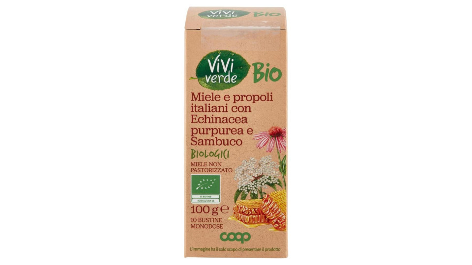 Miele E Propoli Italiani Con Echinacea Purpurea E Sambuco Biologici 10 Bustine Monodose 100 G