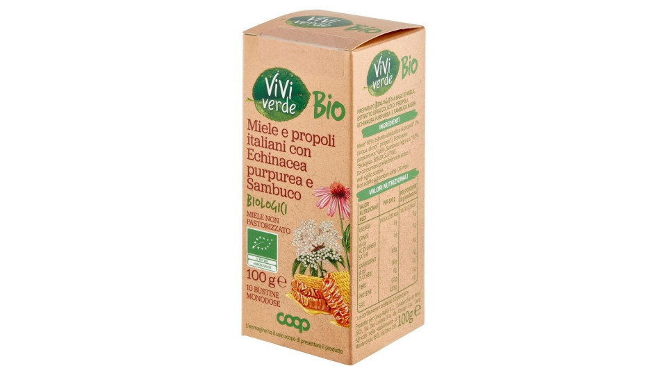 Miele E Propoli Italiani Con Echinacea Purpurea E Sambuco Biologici 10 Bustine Monodose 100 G