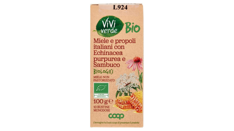 Miele E Propoli Italiani Con Echinacea Purpurea E Sambuco Biologici 10 Bustine Monodose 100 G