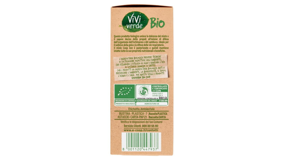 Miele E Propoli Italiani Con Echinacea Purpurea E Sambuco Biologici 10 Bustine Monodose 100 G