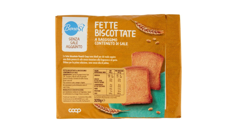 Senza Sale Aggiunto Fette Biscottate A Bassissimo Contenuto Di Sale 320 G