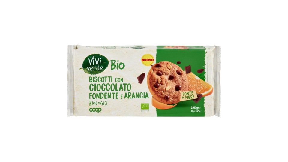 Biscotti Con Cioccolato Fondente E Arancia Biologici 10 X 24 G