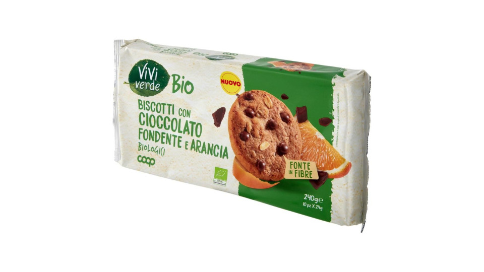 Biscotti Con Cioccolato Fondente E Arancia Biologici 10 X 24 G