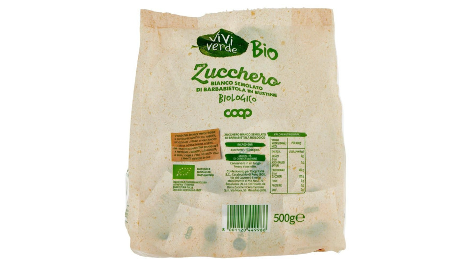 Zucchero Bianco Semolato Di Barbabietola In Bustine Biologico 500 G