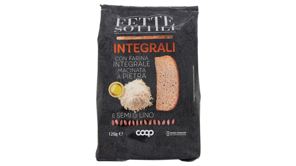 Fette Sottili Integrali Con Farina Integrale Macinata A Pietra E Semi Di Lino 120 G