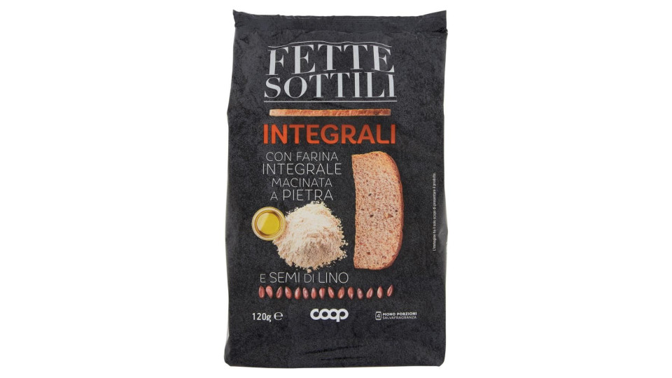 Fette Sottili Integrali Con Farina Integrale Macinata A Pietra E Semi Di Lino 120 G