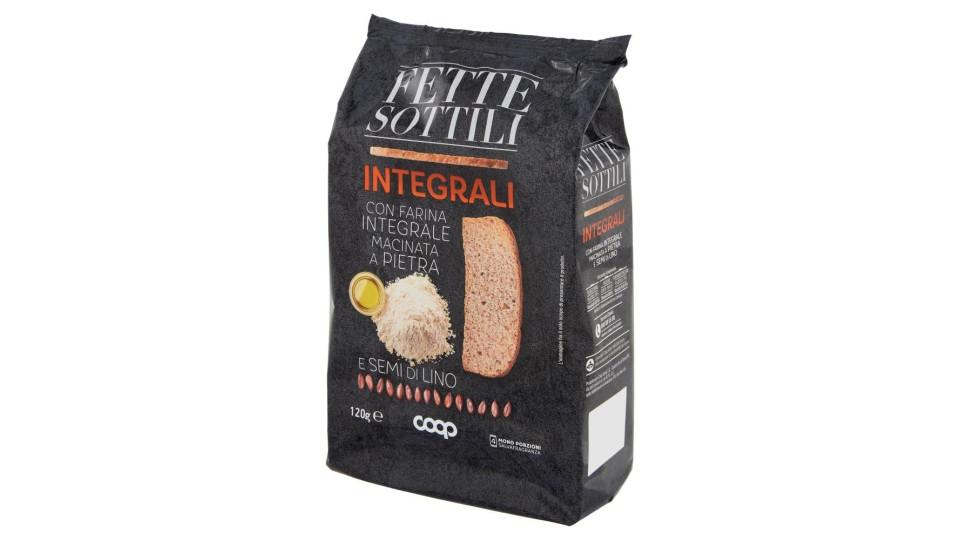 Fette Sottili Integrali Con Farina Integrale Macinata A Pietra E Semi Di Lino 120 G