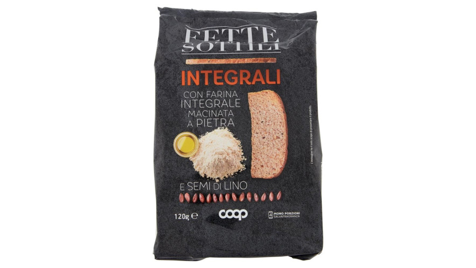 Fette Sottili Integrali Con Farina Integrale Macinata A Pietra E Semi Di Lino 120 G
