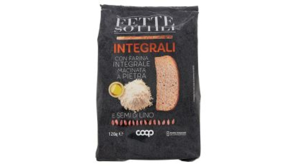 Fette Sottili Integrali Con Farina Integrale Macinata A Pietra E Semi Di Lino 120 G