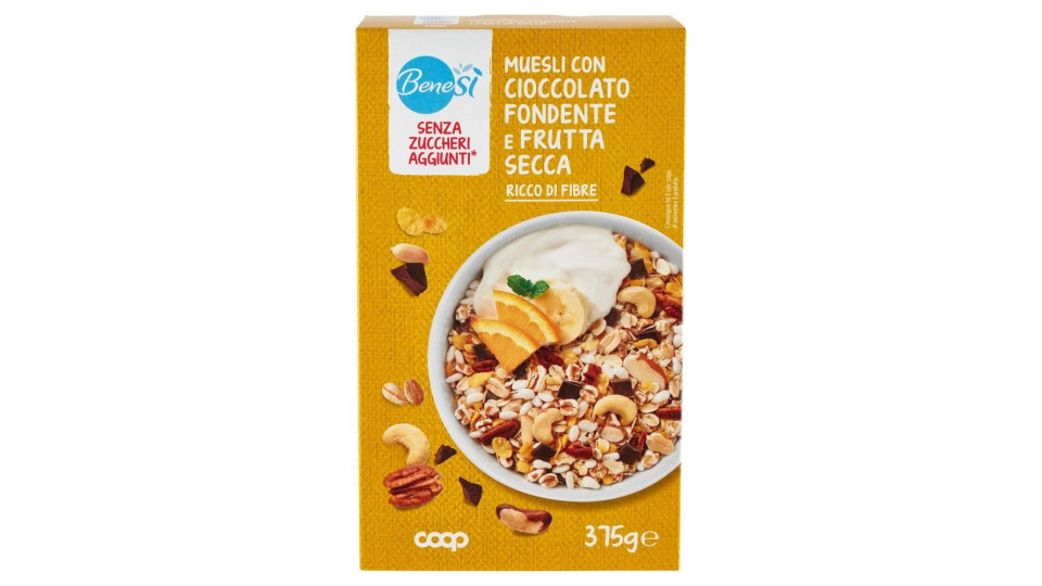 Senza Zuccheri Aggiunti* Muesli Con Cioccolato Fondente E Frutta Secca 375 G
