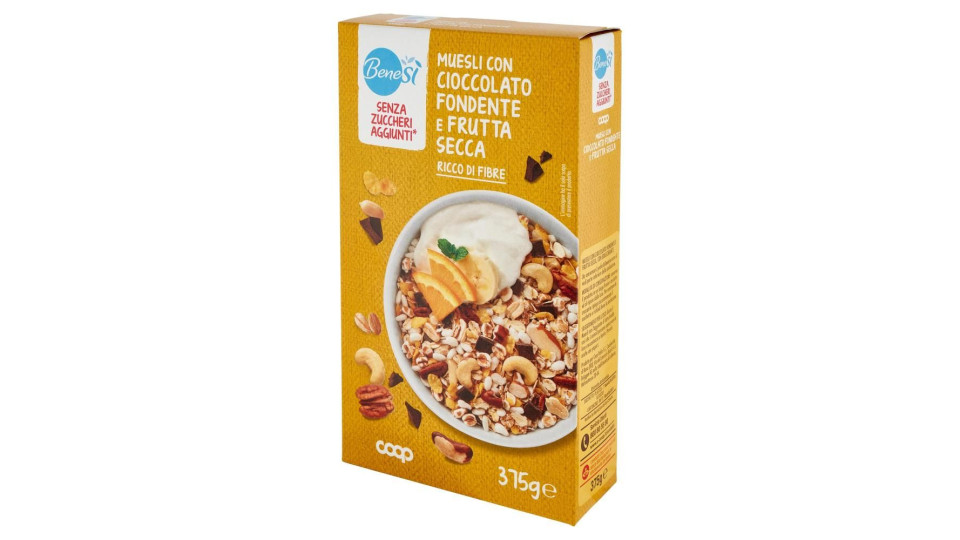 Senza Zuccheri Aggiunti* Muesli Con Cioccolato Fondente E Frutta Secca 375 G