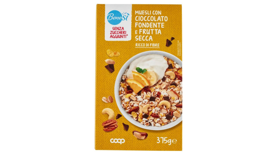 Senza Zuccheri Aggiunti* Muesli Con Cioccolato Fondente E Frutta Secca 375 G