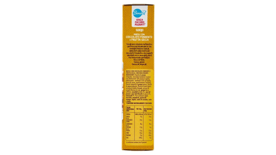 Senza Zuccheri Aggiunti* Muesli Con Cioccolato Fondente E Frutta Secca 375 G