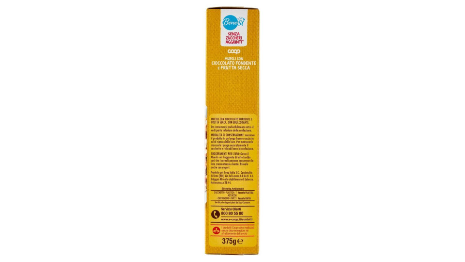 Senza Zuccheri Aggiunti* Muesli Con Cioccolato Fondente E Frutta Secca 375 G