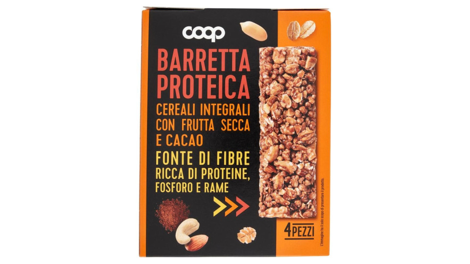 Barretta Proteica Cereali Integrali Con Frutta Secca E Cacao 4 X 28 G
