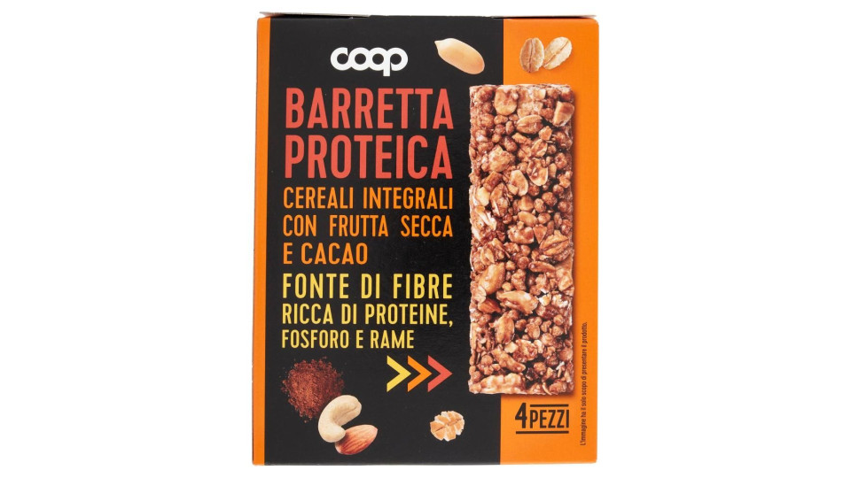 Barretta Proteica Cereali Integrali Con Frutta Secca E Cacao 4 X 28 G