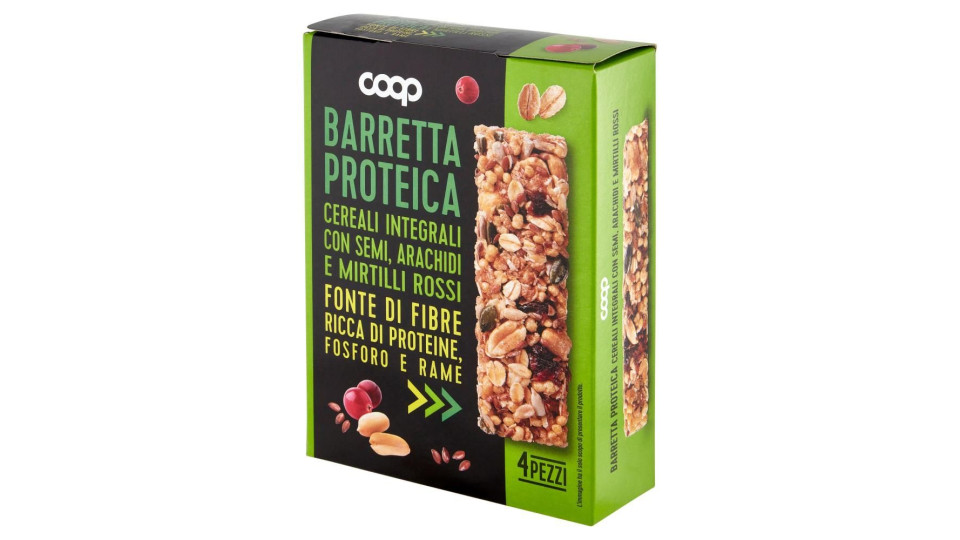 Barretta Proteica Cereali Integrali Con Semi, Arachidi E Mirtilli Rossi 4 X 28 G