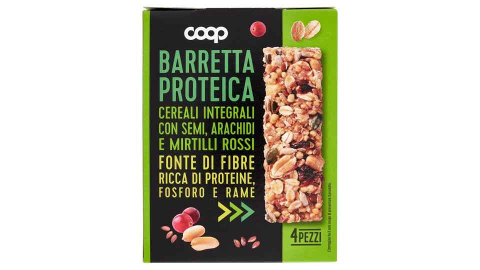 Barretta Proteica Cereali Integrali Con Semi, Arachidi E Mirtilli Rossi 4 X 28 G