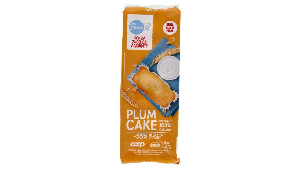 Senza Zuccheri Aggiunti* Plum Cake Con Yogurt 100% Italiano 6 X 33 G