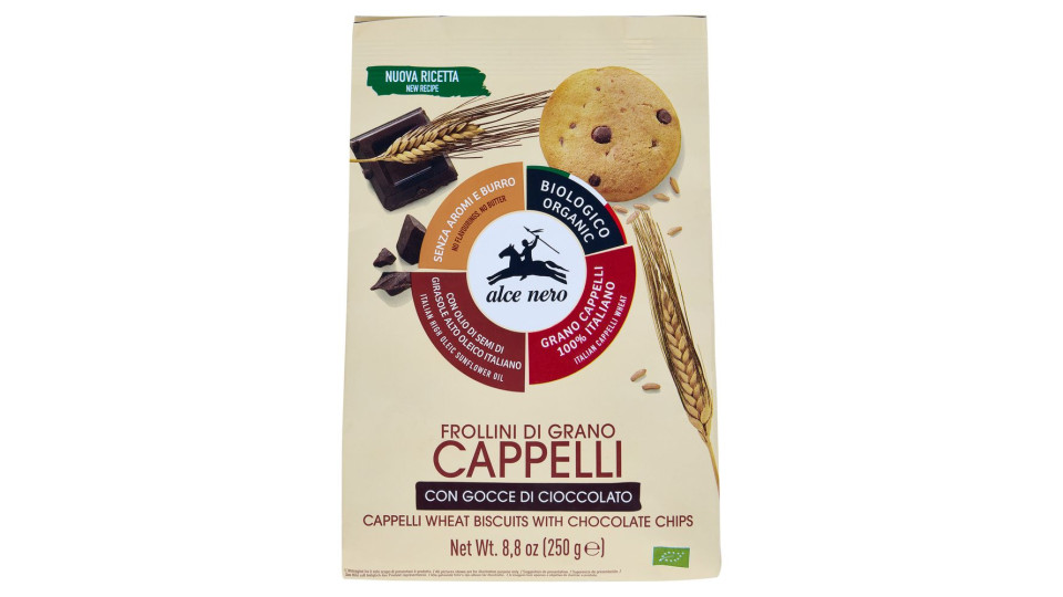 Alce Nero Frollino Di Grano Cappelli Con Gocce Di Cioccolato 250 G