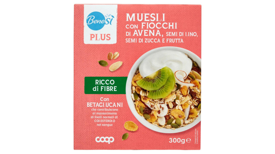 Plus Muesli Con Fiocchi Di Avena, Semi Di Lino, Semi Di Zucca E Frutta 300 G
