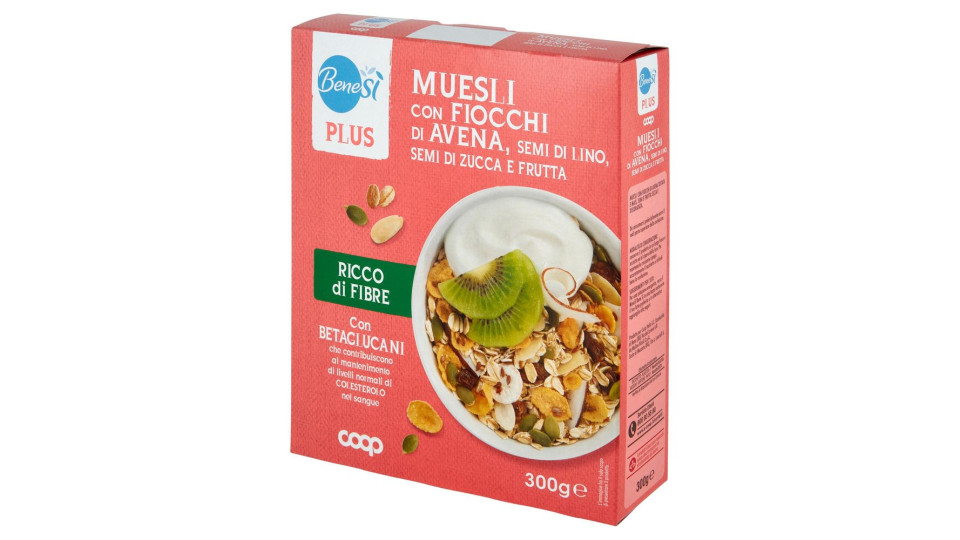 Plus Muesli Con Fiocchi Di Avena, Semi Di Lino, Semi Di Zucca E Frutta 300 G