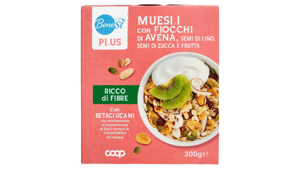 Plus Muesli Con Fiocchi Di Avena, Semi Di Lino, Semi Di Zucca E Frutta 300 G