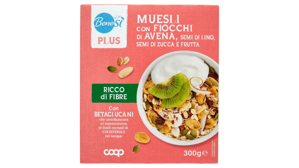 Plus Muesli Con Fiocchi Di Avena, Semi Di Lino, Semi Di Zucca E Frutta 300 G