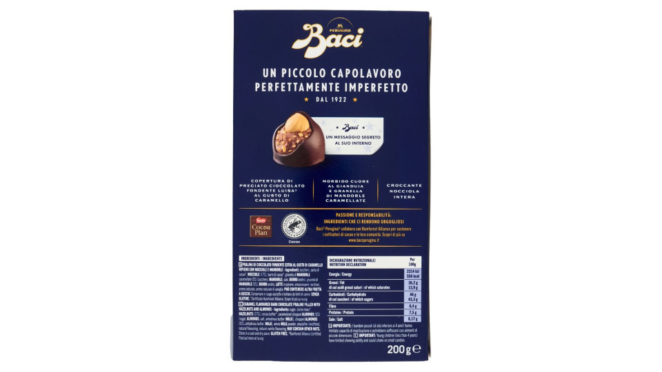 Baci Perugina Caramellato Alle Mandorle Cioccolatini Fondenti Ripieni Al Gianduia Scatola 200g