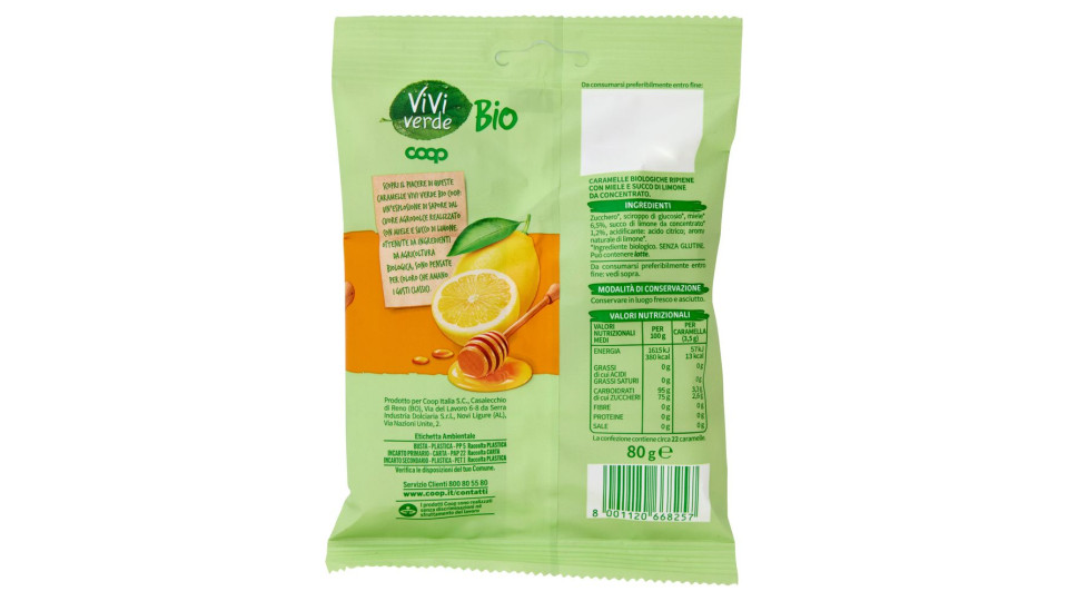 Caramelle Ripiene Con Miele E Limone Biologiche 80 G