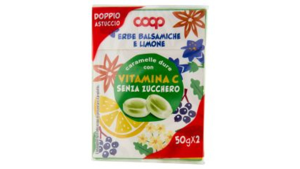 Caramelle Dure Con Vitamina C Senza Zucchero Erbe Balsamiche E Limone 2 X 50 G