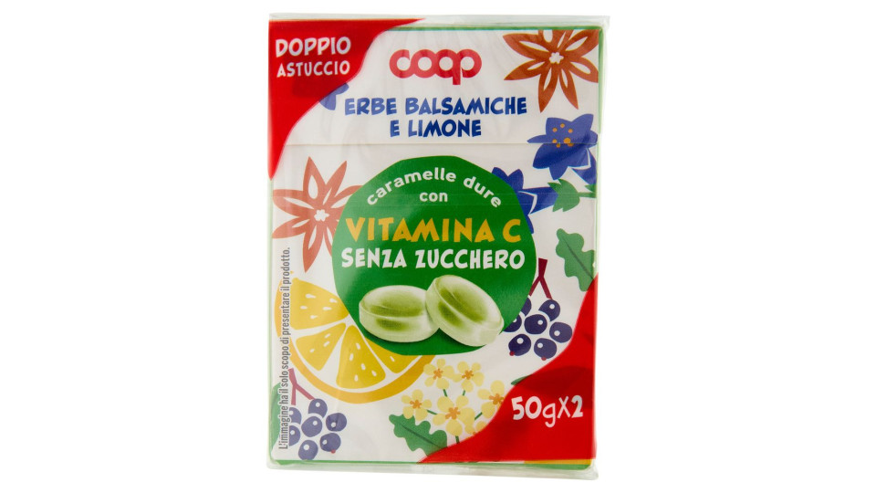 Caramelle Dure Con Vitamina C Senza Zucchero Erbe Balsamiche E Limone 2 X 50 G