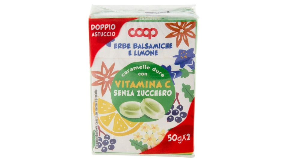 Caramelle Dure Con Vitamina C Senza Zucchero Erbe Balsamiche E Limone 2 X 50 G