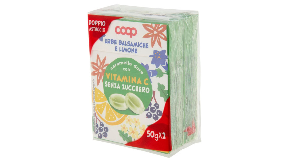 Caramelle Dure Con Vitamina C Senza Zucchero Erbe Balsamiche E Limone 2 X 50 G