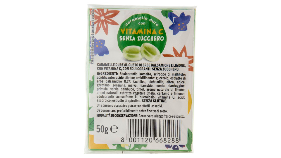 Caramelle Dure Con Vitamina C Senza Zucchero Erbe Balsamiche E Limone 2 X 50 G