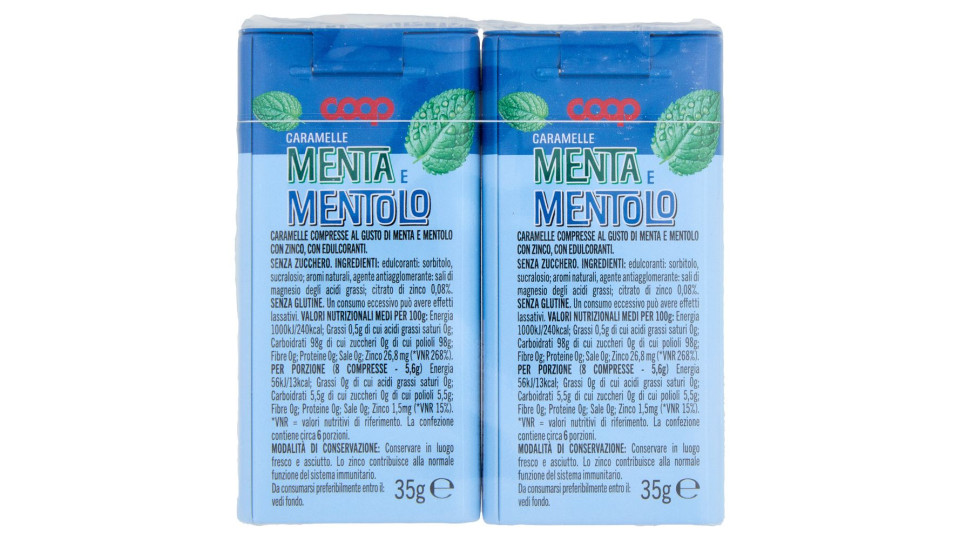 Caramelle Menta E Mentolo Senza Zucchero Con Zinco 2 X 35 G