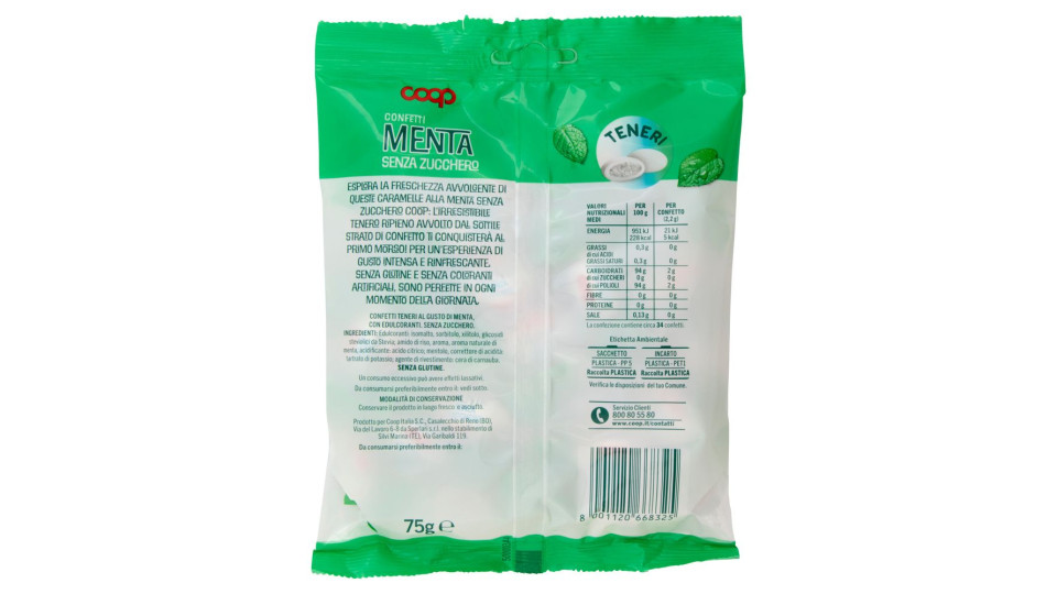 Confetti Menta Senza Zucchero Teneri 75 G