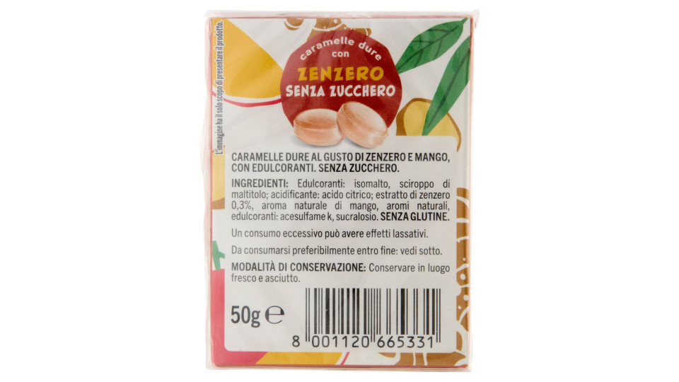 Caramelle Dure Con Zenzero Senza Zucchero Mango 2 X 50 G