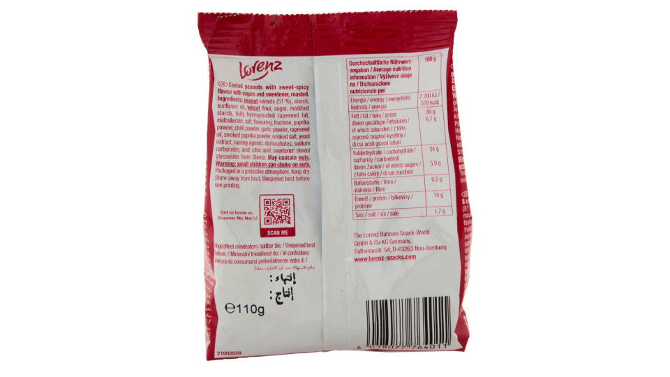 Lorenz Nic Nac's Bbq Arachidi Tostate Ricoperte Da Un Croccante Guscio Al Gusto Bbq 110 G