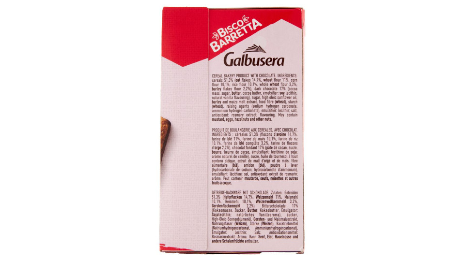 Galbusera Biscobarretta Cereali Croccanti E Cioccolato Fondente Extra 5x46 G