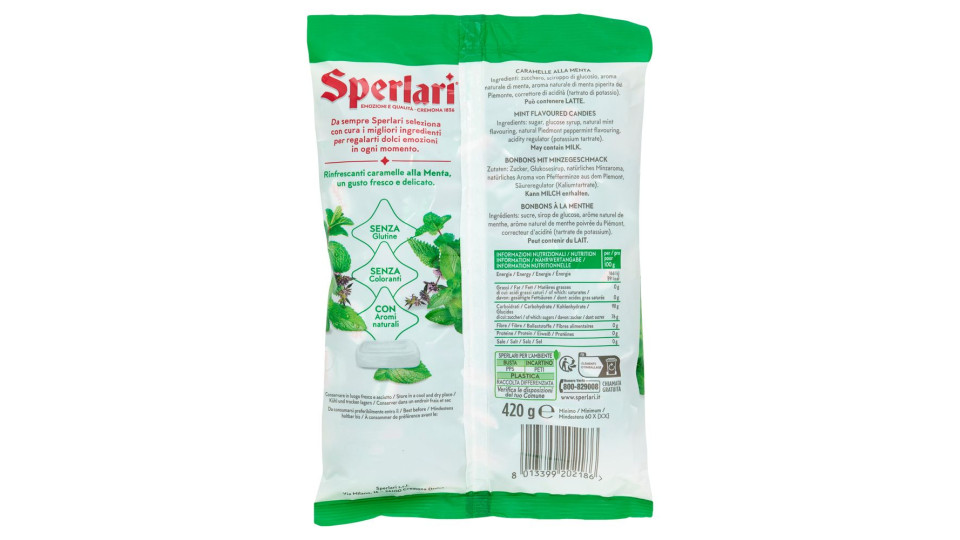 Sperlari Menta Caramelle Dure Alla Menta Fresca E Menta Piperita Del Piemonte 420 G