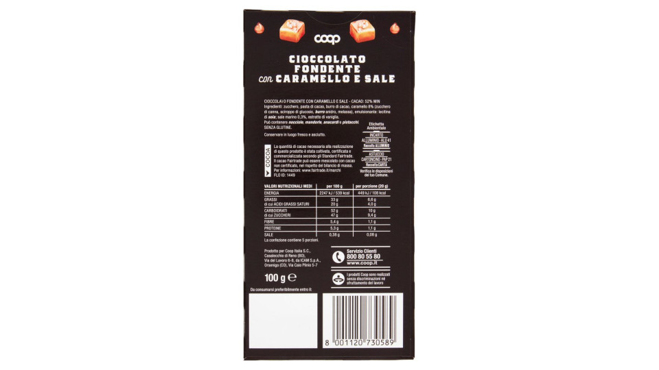 Cioccolato Fondente Con Caramello E Sale 100 G