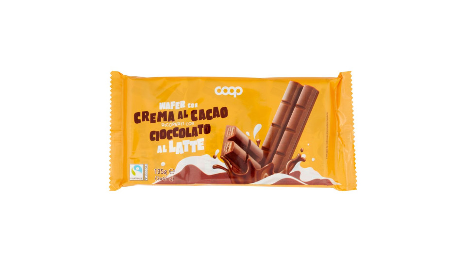 Wafer Con Crema Al Cacao Ricoperti Con Cioccolato Al Latte 3 X 45 G