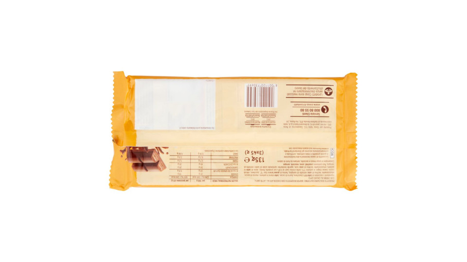 Wafer Con Crema Al Cacao Ricoperti Con Cioccolato Al Latte 3 X 45 G
