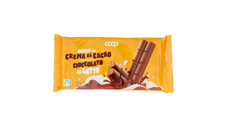 Wafer Con Crema Al Cacao Ricoperti Con Cioccolato Al Latte 3 X 45 G