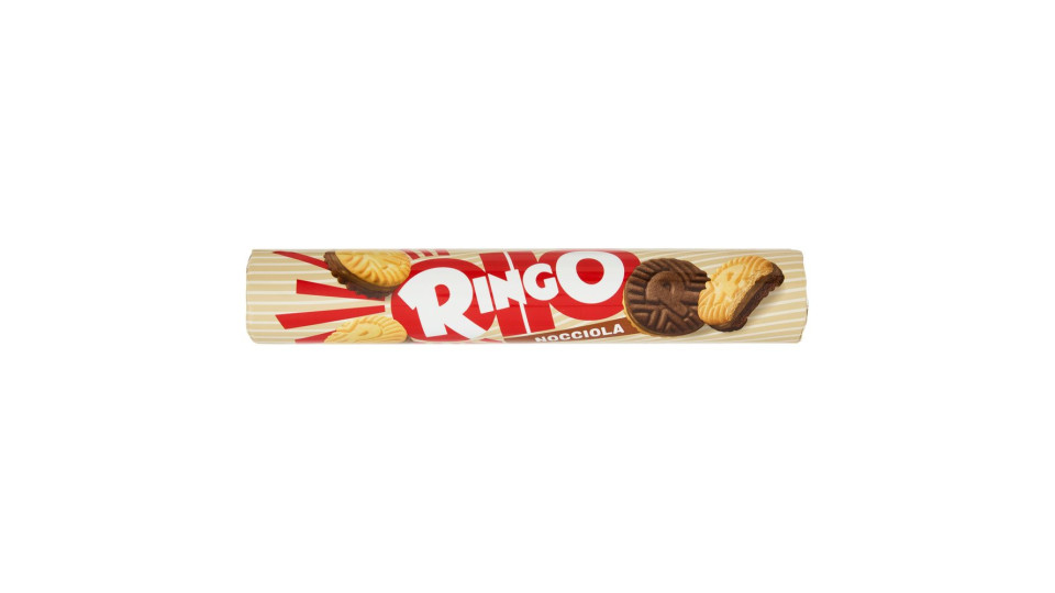 Ringo Nocciola Biscotti Farciti Con Crema Nocciola E Cioccolato Snack Merenda Tubo 165g